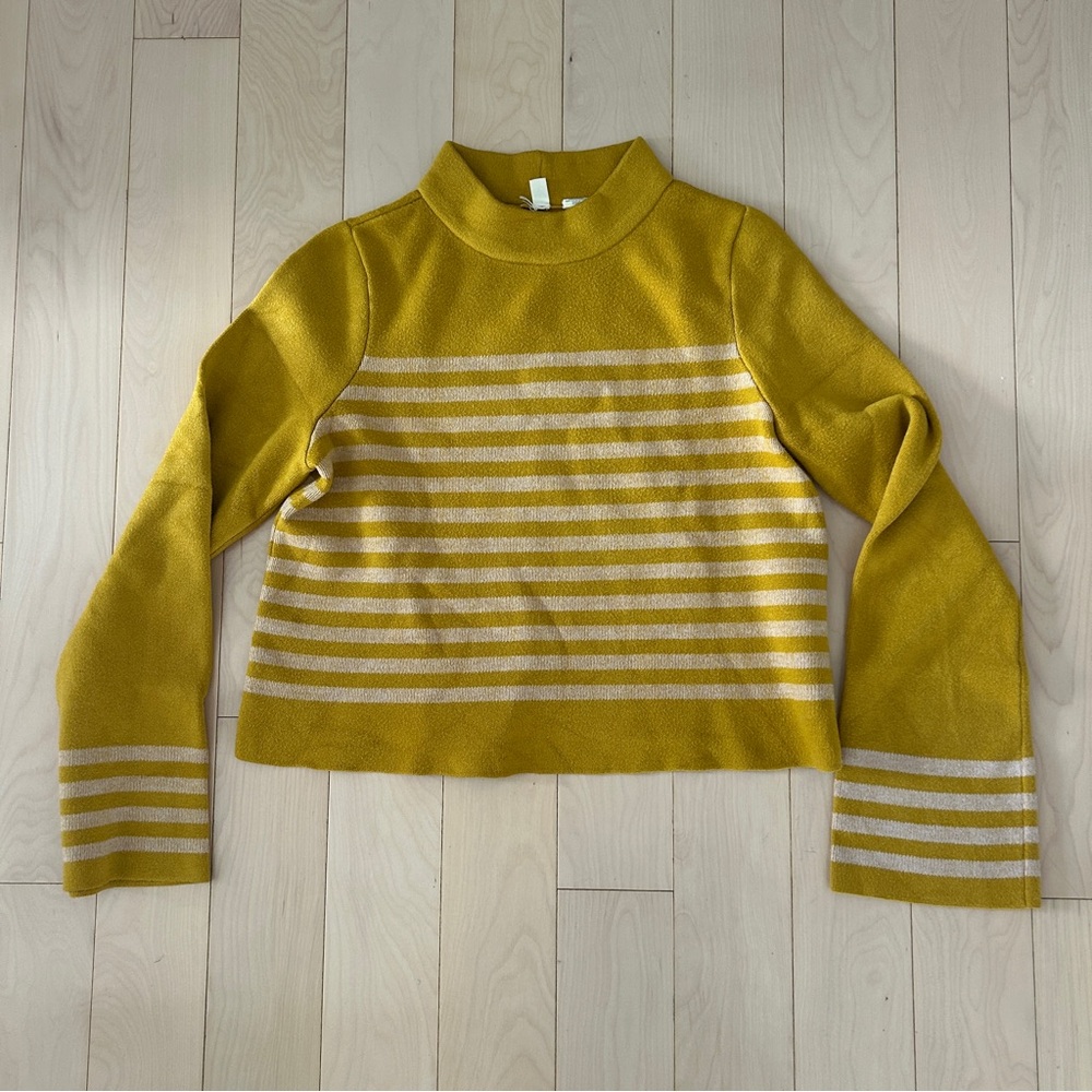Moth Anthropologie Mustard Yellow Bell Sleeve Sweater
